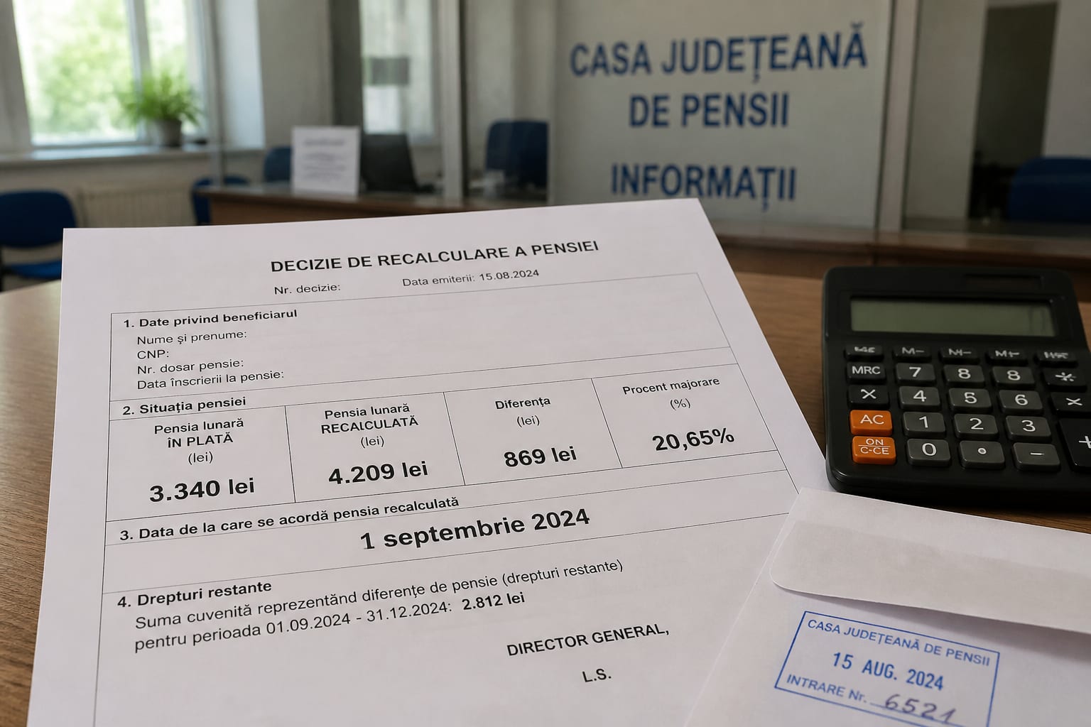 Efectele noii legi a pensiilor: o pensie anticipată a crescut de la 2.812 la 3.340 de lei după recalculare
