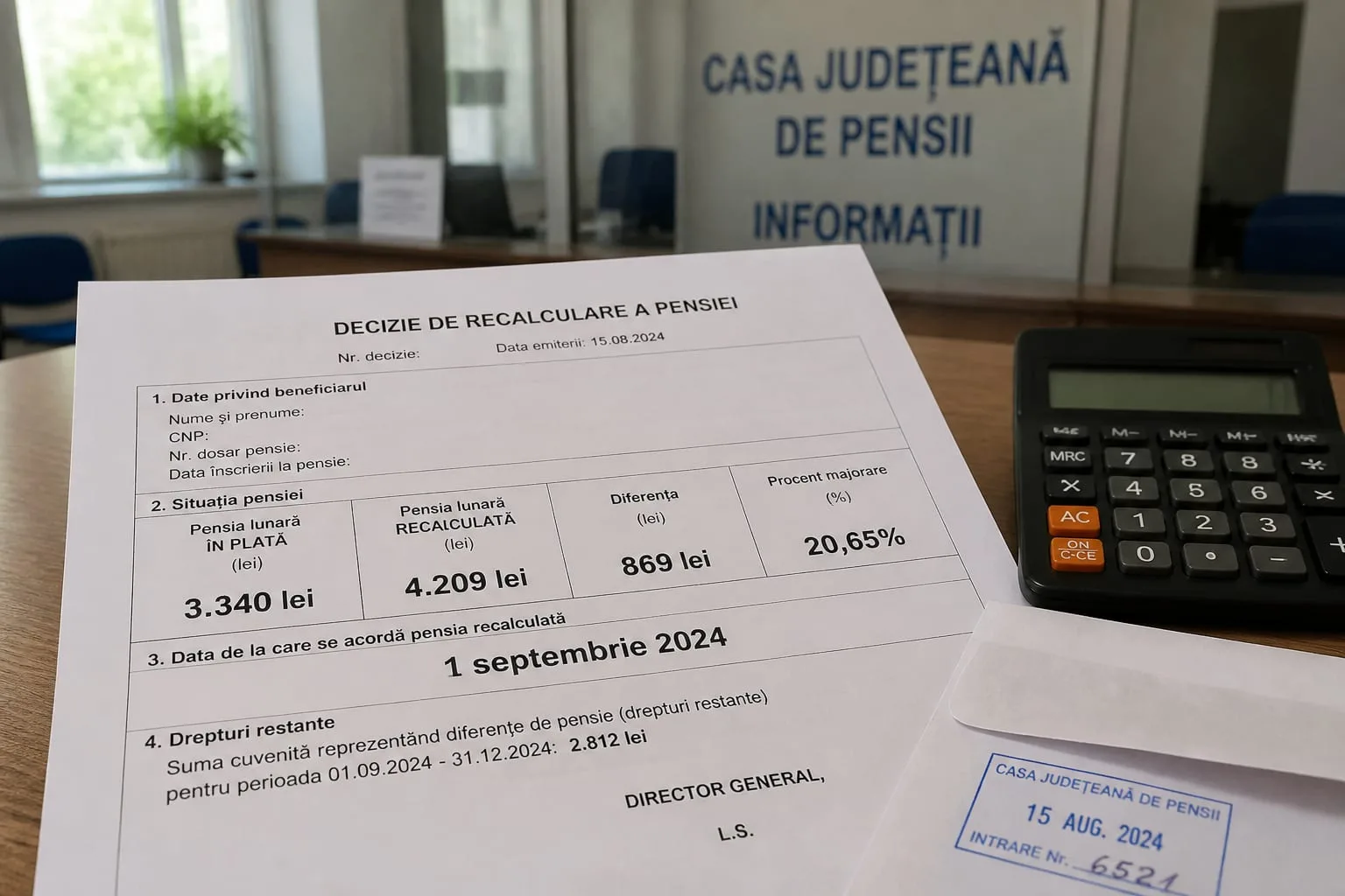 Efectele noii legi a pensiilor: o pensie anticipată a crescut de la 2.812 la 3.340 de lei după recalculare