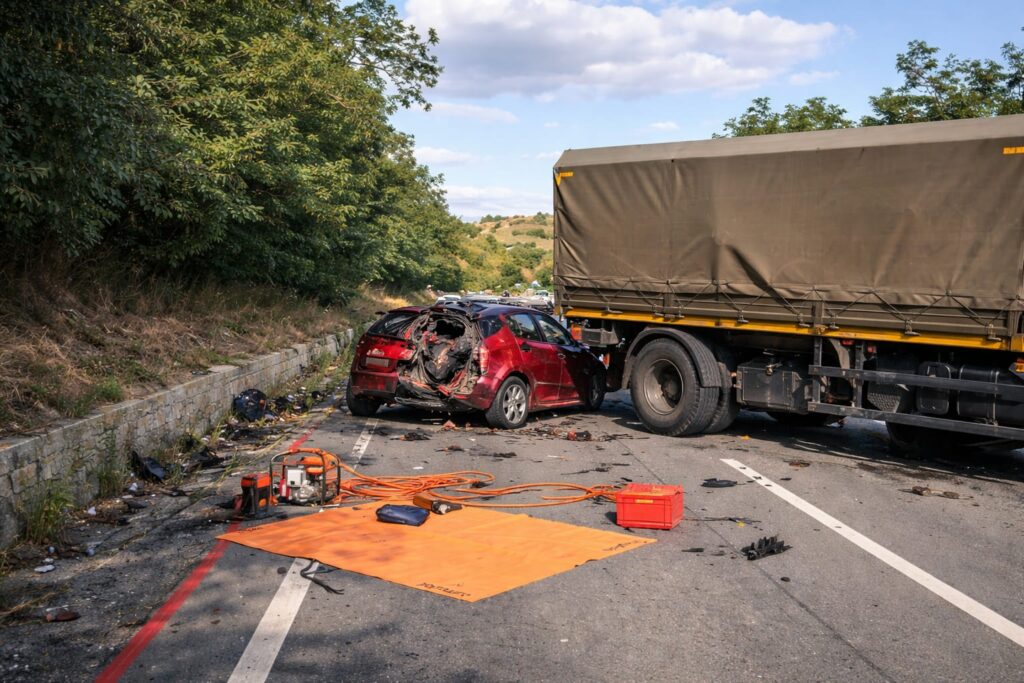 Trei morți, inclusiv un minor, în urma unui accident rutier cu un camion militar în județul Mureș