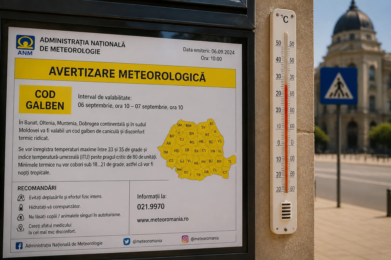 Cod galben de caniculă în aproape toată țara sâmbătă, cu 36 de grade în Banat și Oltenia