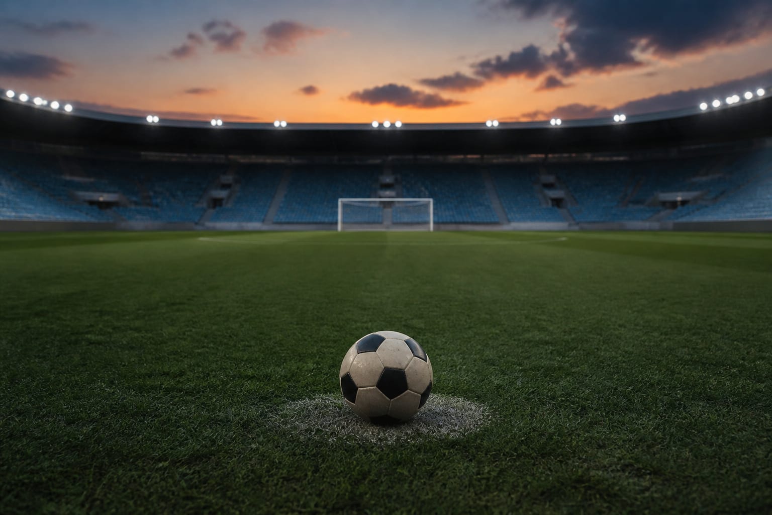 Minge de fotbal pe teren gol