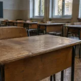 Sală de clasă cu bănci goale