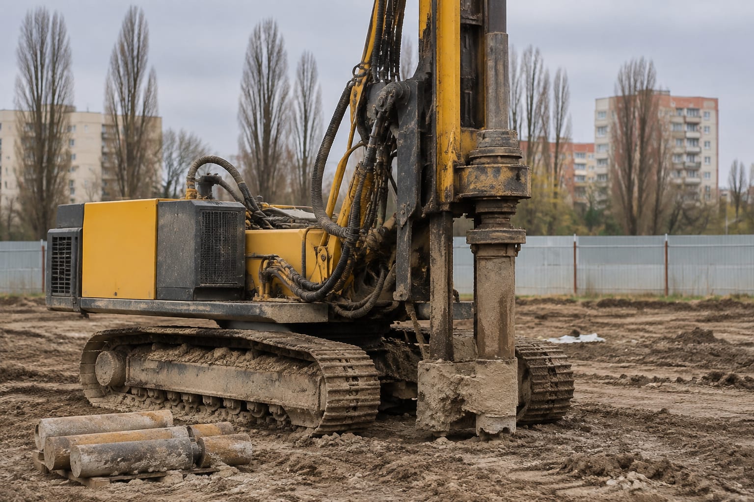 Utilaj pe șantierul stadionului Dan Păltinișanu