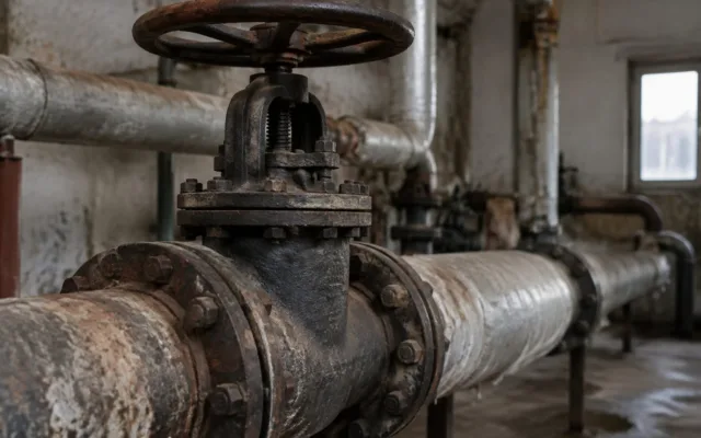 Conducte vechi și robinet industrial