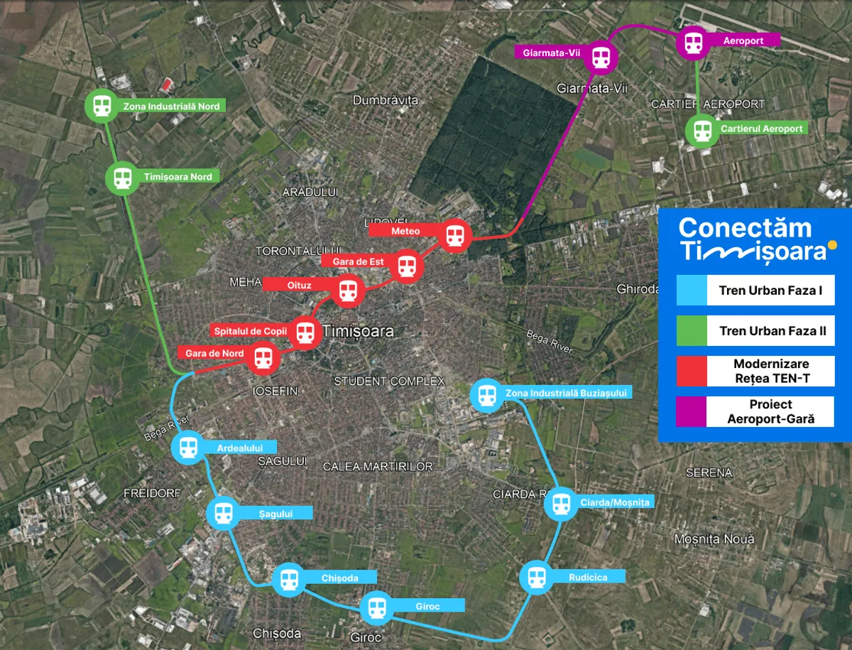 Traseele proiectului de tren metropolitan
